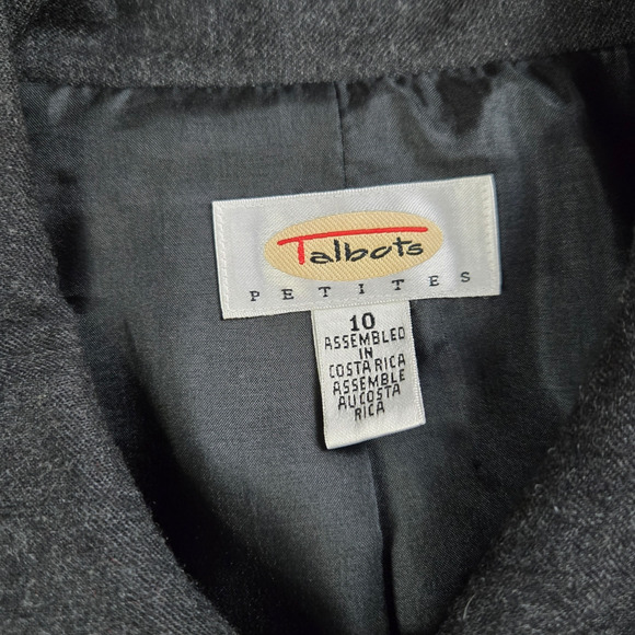 Vintage 90s Talbots Charcoal Gray Wool Single Breasted Blazer Jacket Size 10 - Picture 5 of 7